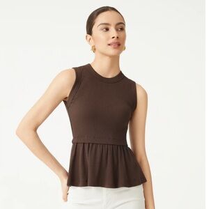 Plantive® Peplum Tank - Dark Cocoa XL